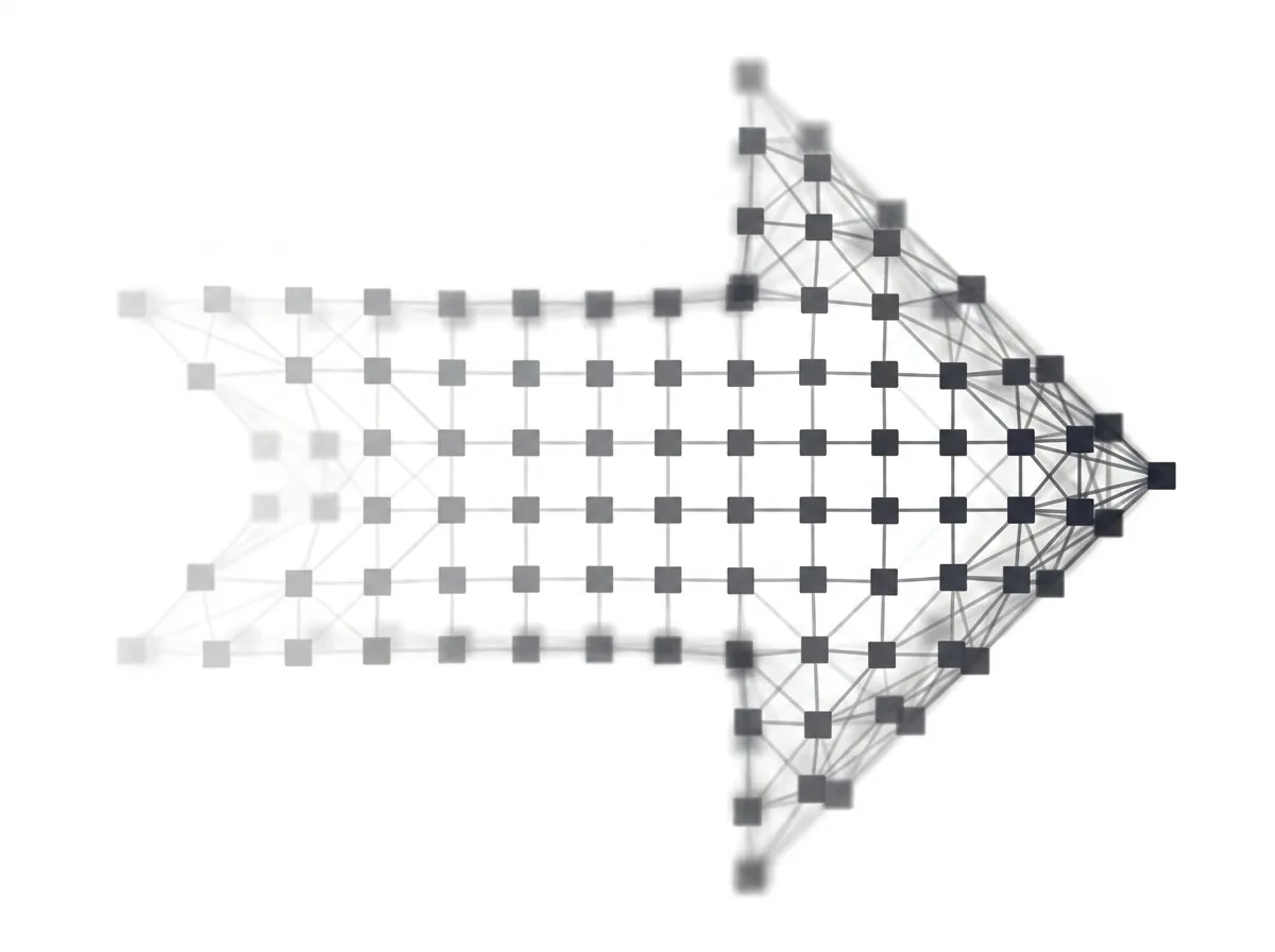 Pfeil aus einem Raster quadratischer Knoten, nach rechts – Polygon-Netz-Grafik