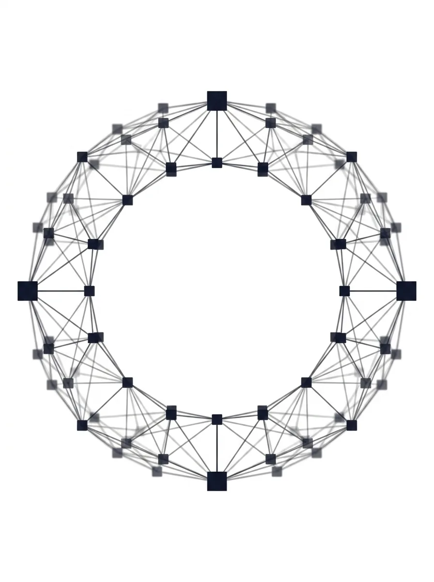 Geschlossener Ring mit vier großen quadratischen Stationen – Polygon-Netz-Grafik